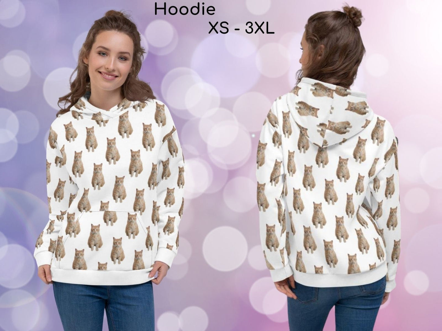 Custom Unisex Hoodie Cats Dogs Pets Photo Personalized Gift Sweatshirt Fleece Shirt Hood Cotton Pullover Sweater Birthday Party Christmas