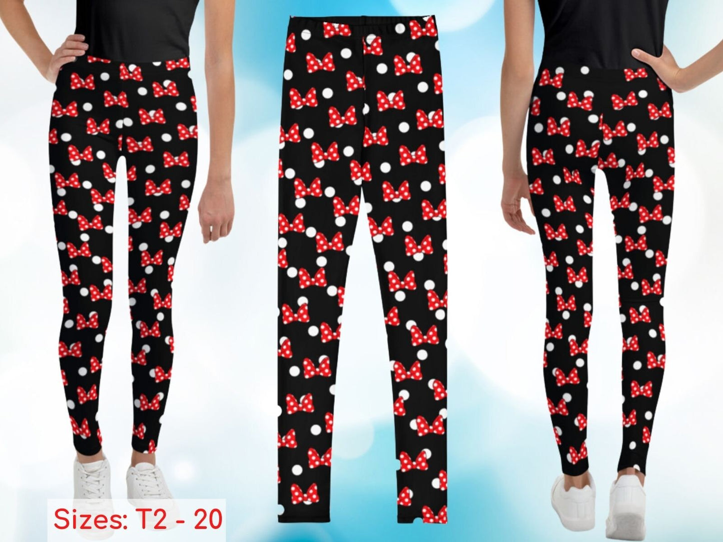 Minnie Inspired Leggings, Rash Guards & Tshirts for Toddlers, Kids and Youth, Halloween Outfit for Kids, Gift for Daughter, Gift for Son