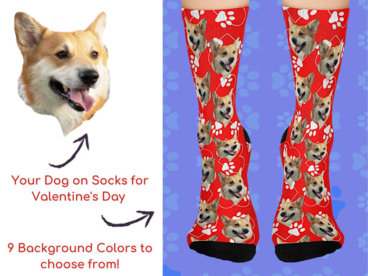 Custom Pet Socks, Valentines Day Socks, Dog Face Socks, Birthday Gift, Gift for Him, Gift for Her, Funny Socks