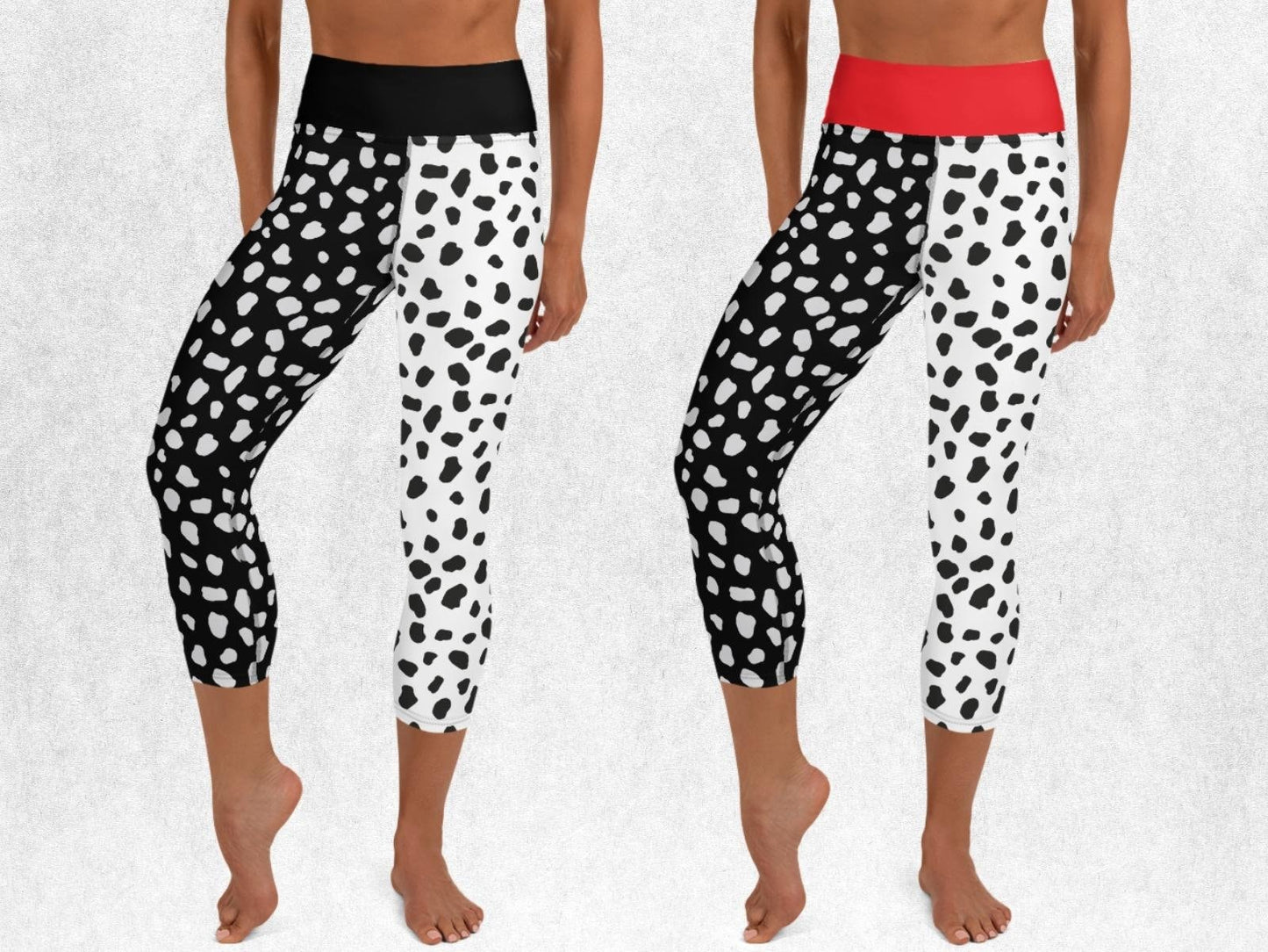 Cruel lady Inspired Yoga Capris, Woman Cosplay, Dalmatians, Adult Halloween Costume, Gift for Her, Cosplay Outfit, Gift for Daughter