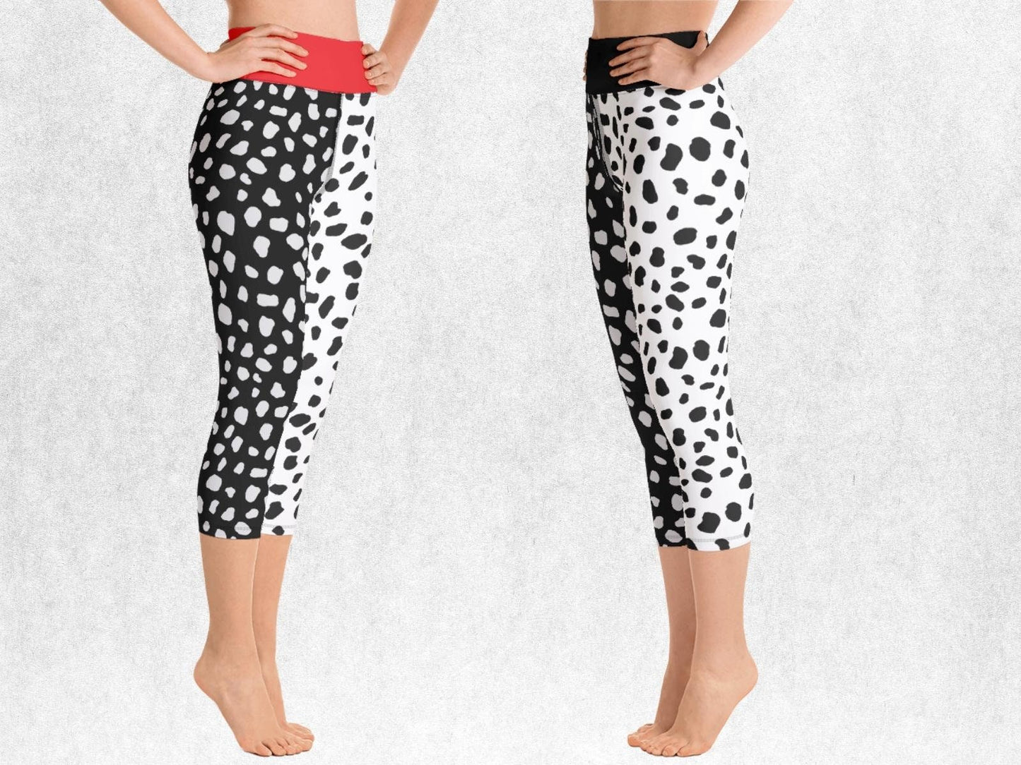 Cruel lady Yoga Capris, Woman Cosplay, Dalmatians, Adult Halloween Costume, Gift for Her, Cosplay Outfit, Gift for Daughter