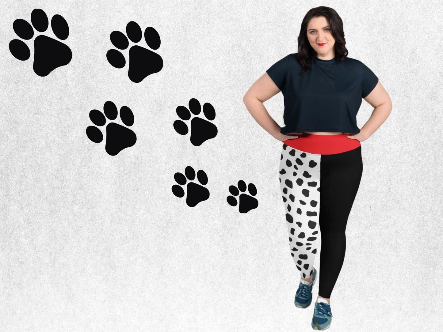 Cruel lady Plus Size Yoga Leggings, Woman Cosplay, Dalmatians, Adult Halloween Costume, Running Villain, Gift for Her, Cosplay Outfit