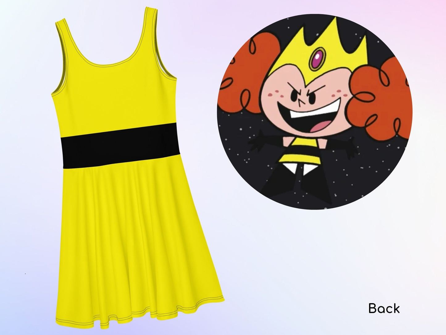 Anime Girls Princess Morebucks Inspired Cosplay Skater Dress, Halloween Ppg Superhero, Gift for Her, Hero Girl Fan Art 90's Cartoon Blossom