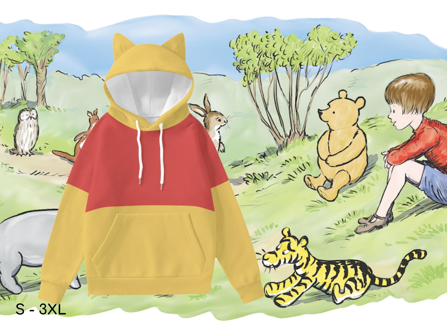 Winnie the Pooh Women's Hoodie with Ears & Leggings, Halloween Adult Costume, Gift for Her, Halloween Costumes, Hundred Acre Wood, Cosplay