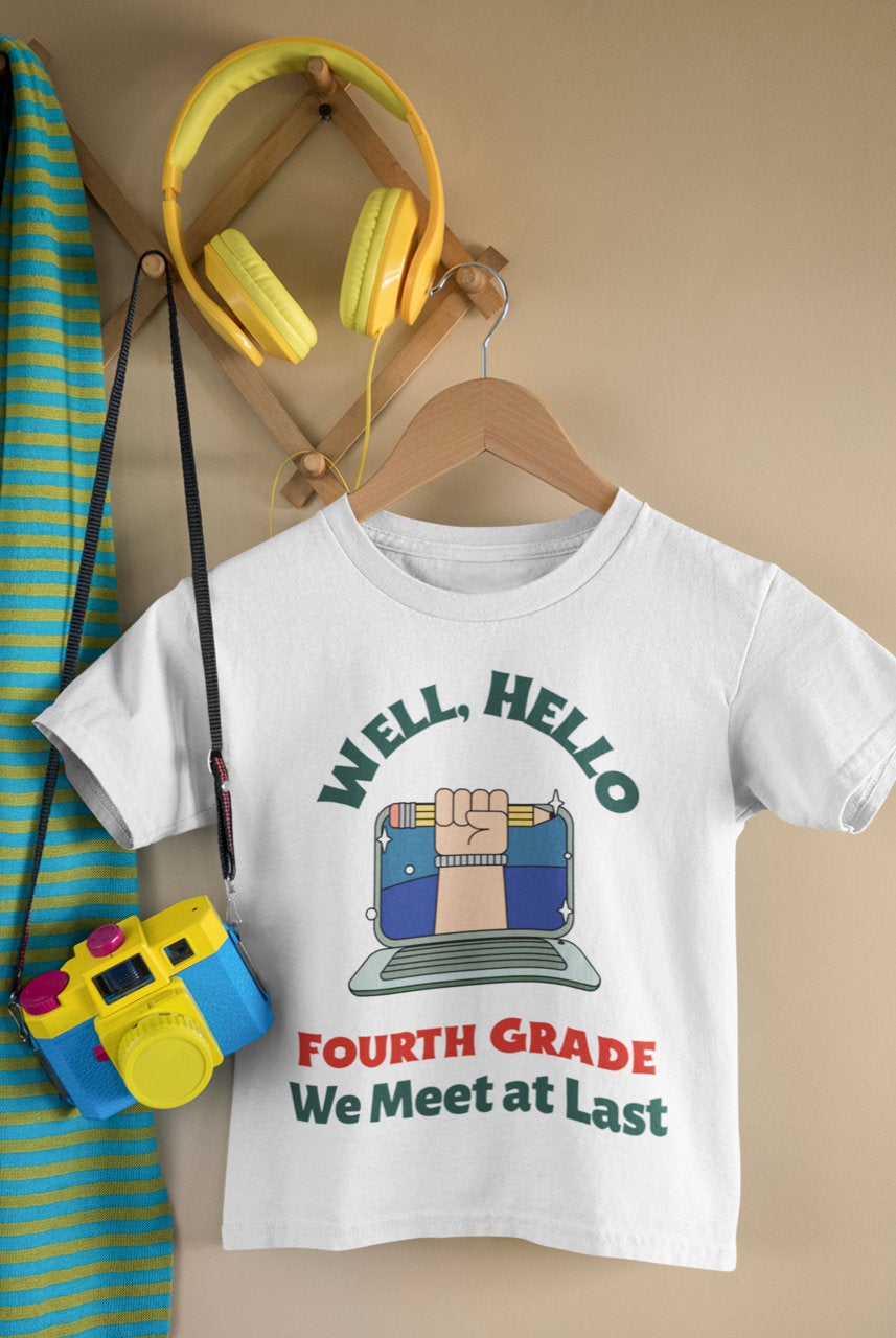 Fourth grade outfit, Hello Fourth Grade Tee, First Day of School Shirt, Fourth Grade T-Shirt, Fourth Grade Announcement Tee - Chloe Lambertin