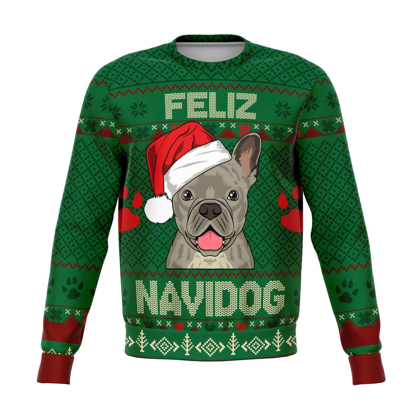 Ugly Christmas Sweater Feliz Navidog French Bull Dog - Chloe Lambertin