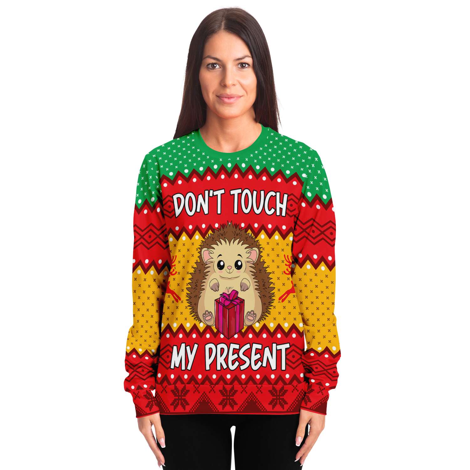 Ugly Christmas Sweater Don't Touch My Present Hedgehog - Chloe Lambertin