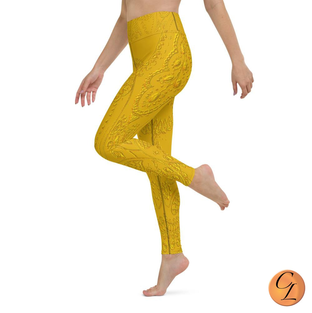 Gold Embossed  Look Yoga Leggings - Chloe Lambertin