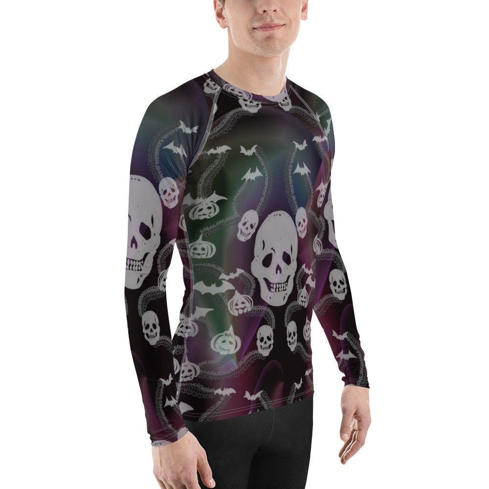 Scary Skulls Men's Rash Guard , Happy Halloween, Skulls, Gift, Birthday, Birthday Present, Halloween Party, Halloween Fun, Goth, Gothic