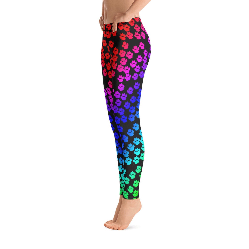Rainbow Paws Leggings, Paws, Woof woof, Meow, Cat Lover, Dog Lover, Leggings, Yoga, Workout, Gym, Gift for her, Gift for wife, Birthday