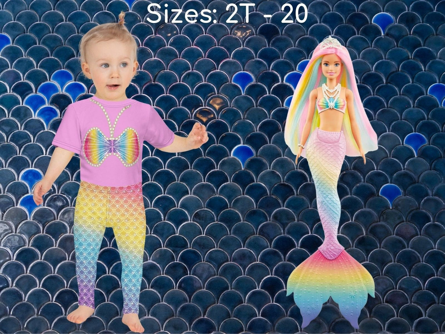 Barbie Mermaid Dream Kids Cosplay Leggings Halloween Toddler Costume Seashells Teens Rash Guard T-Shirt Children Party Birthday Gift Outfit - Chloe Lambertin