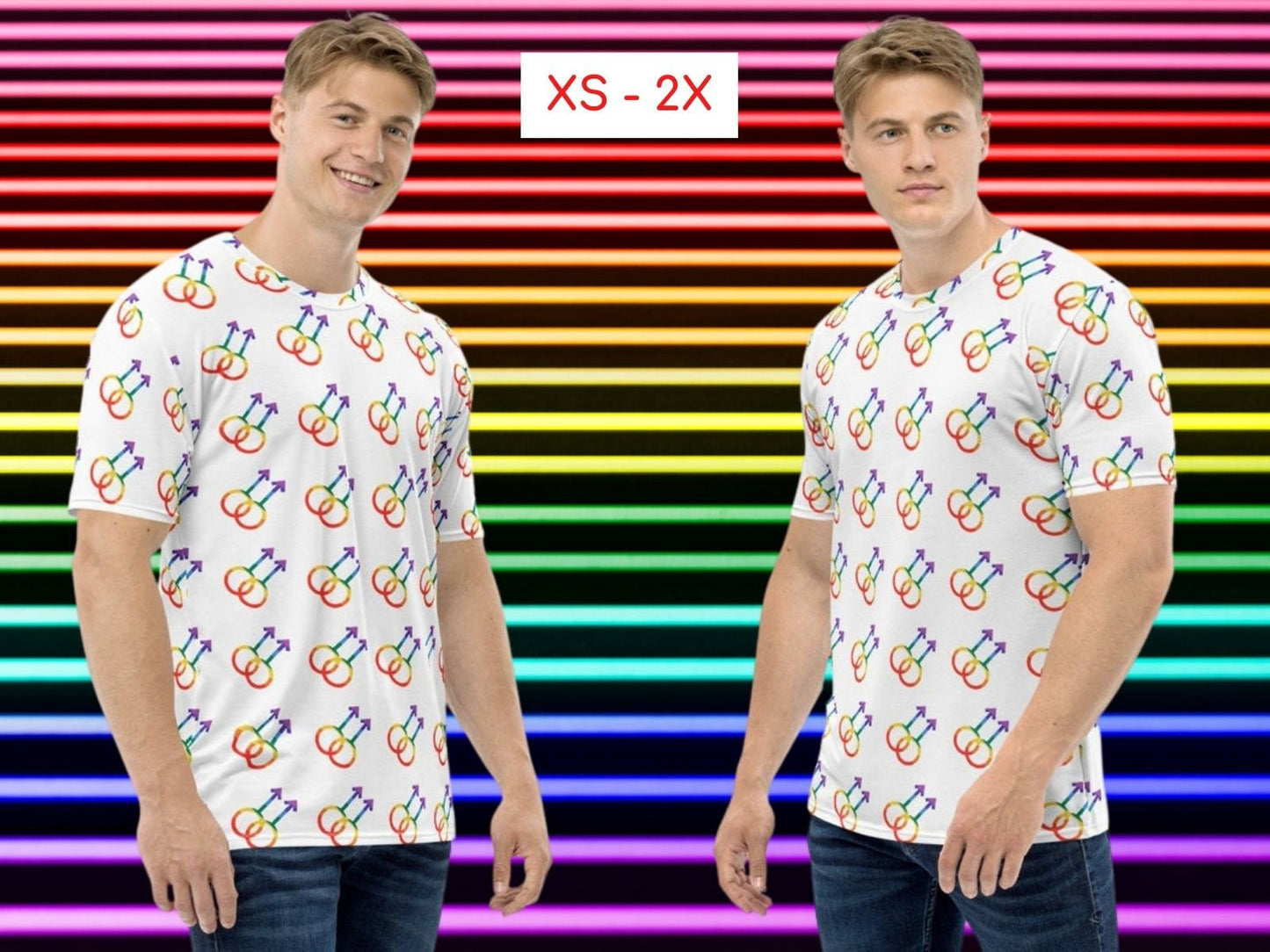 LGBT Pride Month Men's White or Black T-Shirt Gender Equality Symbol Colorful Activewear Sports Casual Outfit Rainbow Colors Parade Shirt