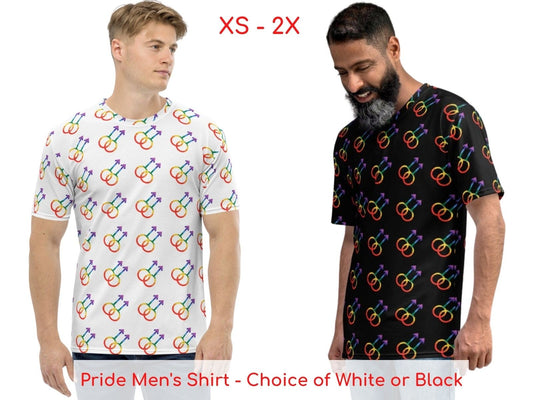 LGBT Pride Month Men's White or Black T-Shirt Gender Equality Symbol Colorful Activewear Sports Casual Outfit Rainbow Colors Parade Shirt