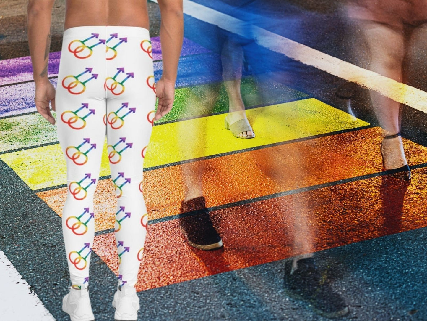 Pride Symbol Meggings for Men Activewear Leggings LGBT Gay Pride Parade Sports Workout Outfit Colorful Fun Spandex Pants Boyfriend Gift