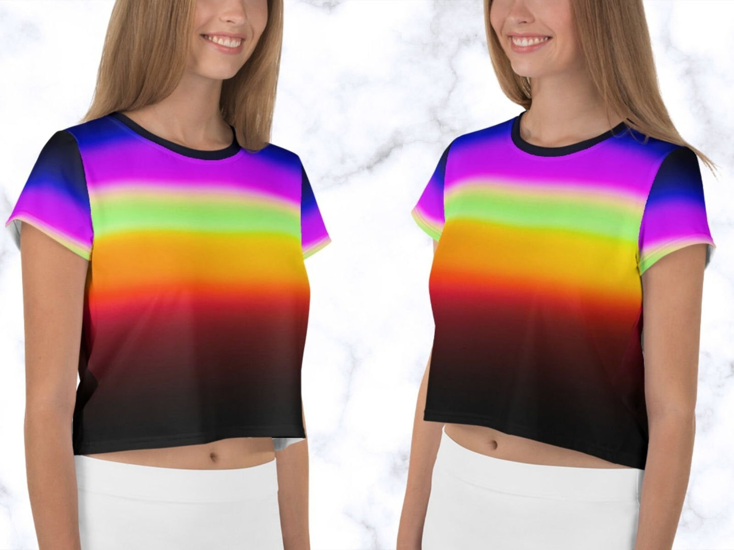 Rainbow Pride Women's Crop Tee, LGBT, Pride, June, Rainbow Colors, Summer Wear, Beachwear, Athletic Apparel