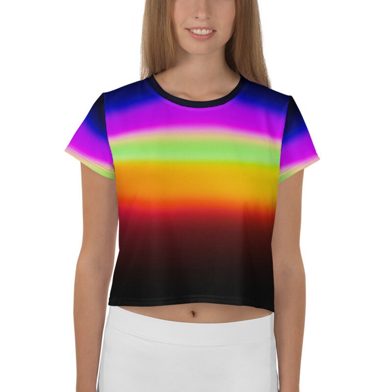 Rainbow Pride Women's Crop Tee, LGBT, Pride, June, Rainbow Colors, Summer Wear, Beachwear, Athletic Apparel