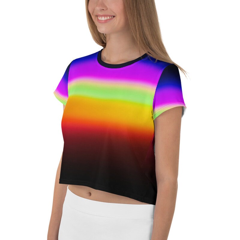 Rainbow Pride Women's Crop Tee, LGBT, Pride, June, Rainbow Colors, Summer Wear, Beachwear, Athletic Apparel