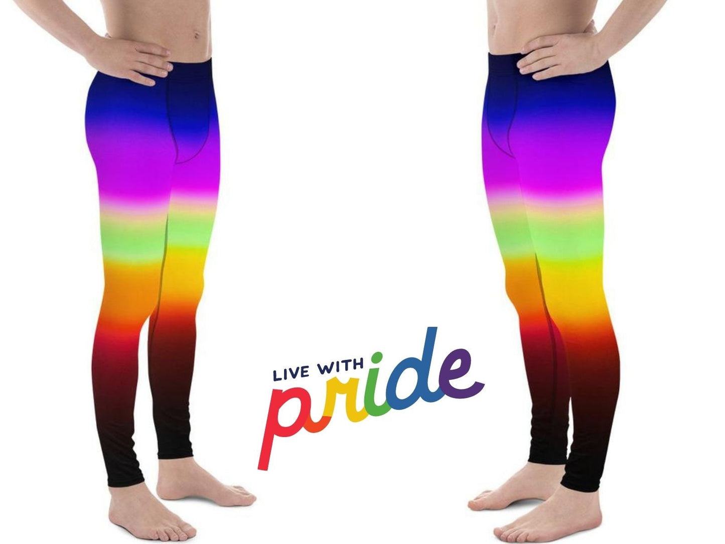 Rainbow Pride Striped Meggings for Men Activewear Leggings LGBT Gay Pride Parade Sports Workout Outfit Colorful Fun Spandex Pants