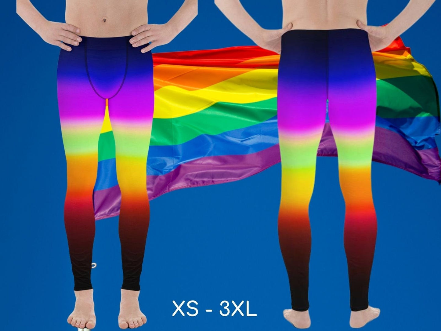 Rainbow Pride Striped Meggings for Men Activewear Leggings LGBT Gay Pride Parade Sports Workout Outfit Colorful Fun Spandex Pants