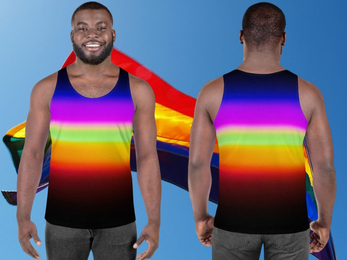 Pride Burst Unisex Tank Top Workout Apparel Men Rainbow Colors Men Pride Tanks Rainbow Flag Men's Tanktops LGBT Clothing Gay Pride Tank Top