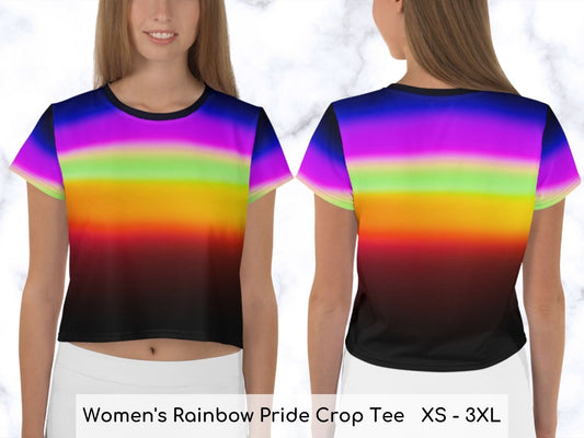 Rainbow Pride Women's Crop Tee, LGBT, Pride, June, Rainbow Colors, Summer Wear, Beachwear, Athletic Apparel