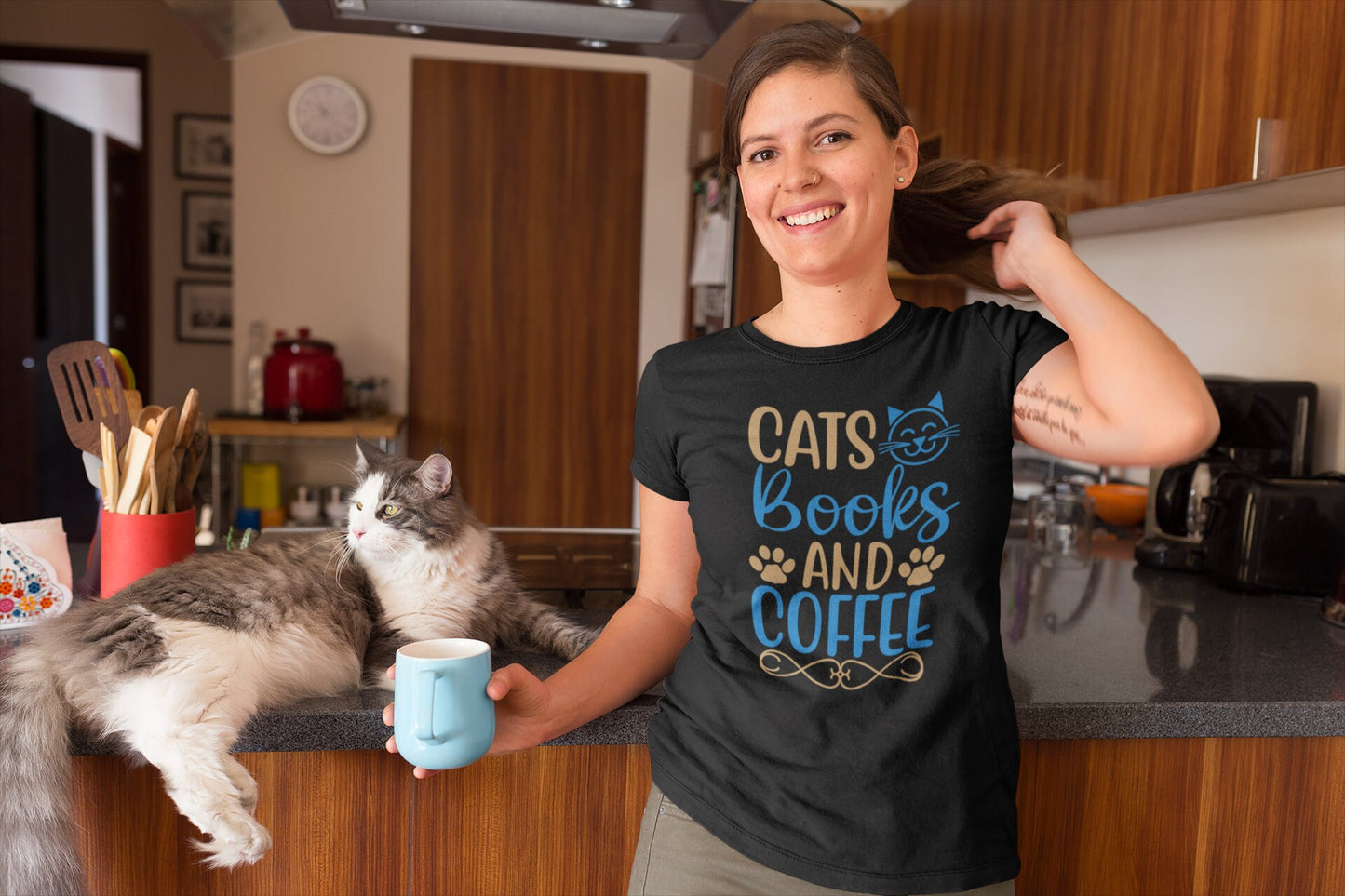 Cats Books and Coffee Heavy Cotton Tee - Chloe Lambertin