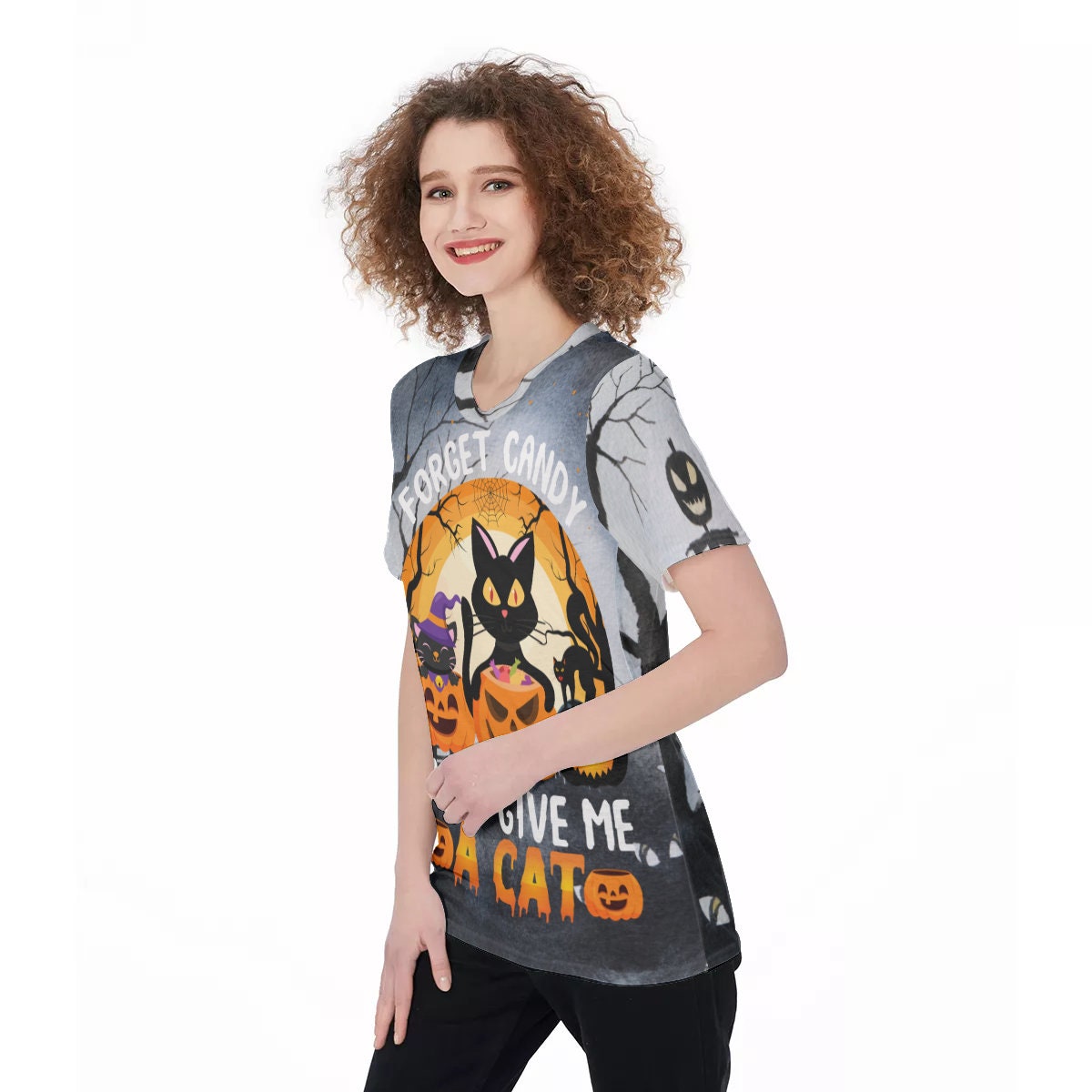 Cats for Halloween Women'S O-Neck T-Shirt - Chloe Lambertin