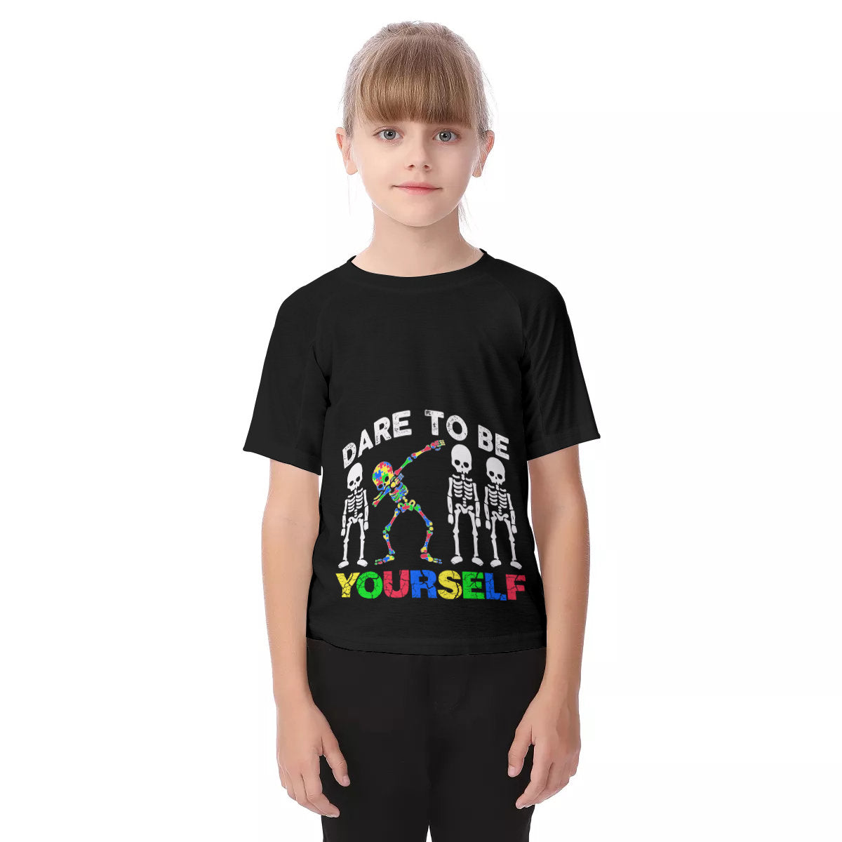 Breakdancin Skeleton Kid's Raglan Sleeve T-shirt - Chloe Lambertin