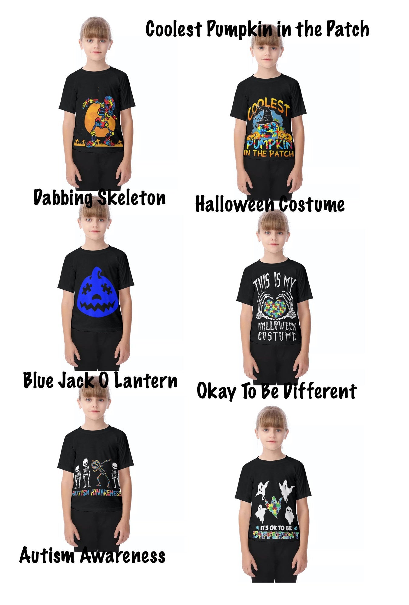 Autism Awareness Halloween Kid's Raglan Sleeve T-shirt - Chloe Lambertin