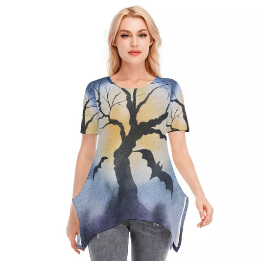 Halloween Scary Trees Women's O-neck Short Sleeve T-shirt | Cotton - Chloe Lambertin