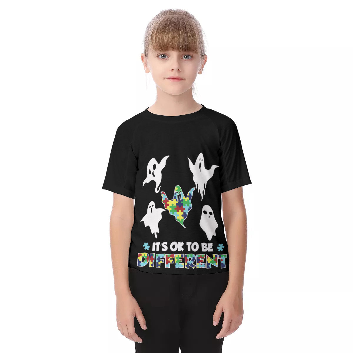 Autism Awareness Dabbing Skeleton Kid's Raglan Sleeve T-shirt - Chloe Lambertin
