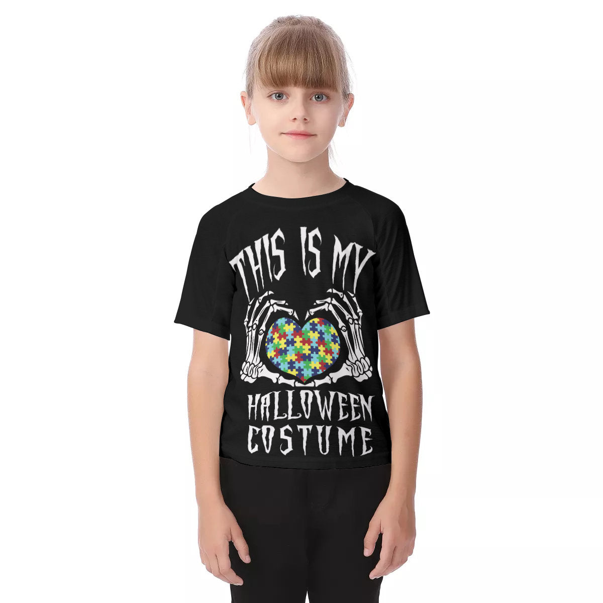 Autism Awareness Dabbing Skeleton Kid's Raglan Sleeve T-shirt - Chloe Lambertin