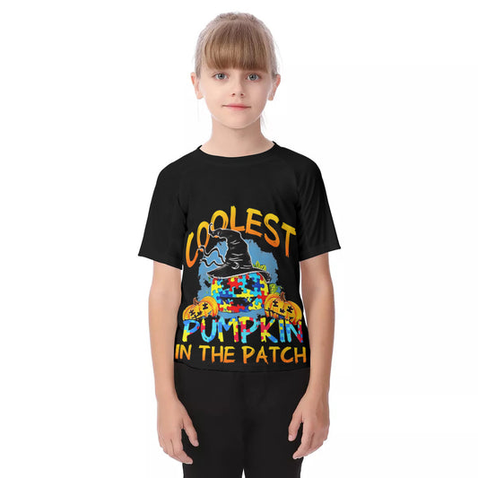 Autism Awareness Coolest Pumpkin in the Patch Kid's Raglan Sleeve T-shirt - Chloe Lambertin