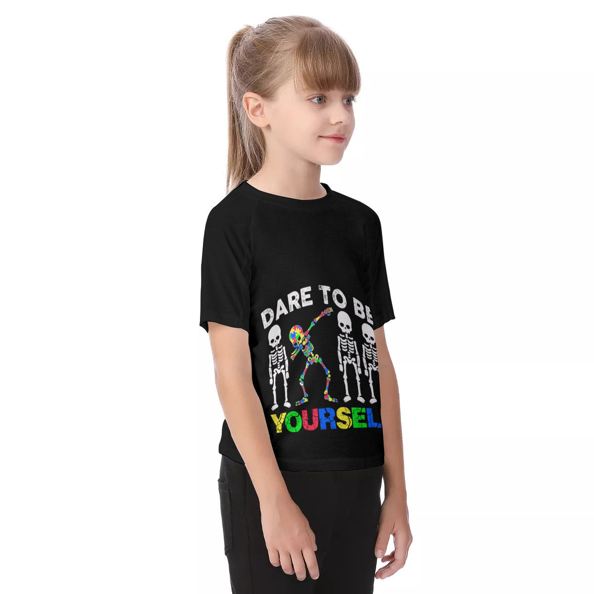 Dare to be Yourself Autism Awareness Kid's Raglan Sleeve T-shirt - Chloe Lambertin