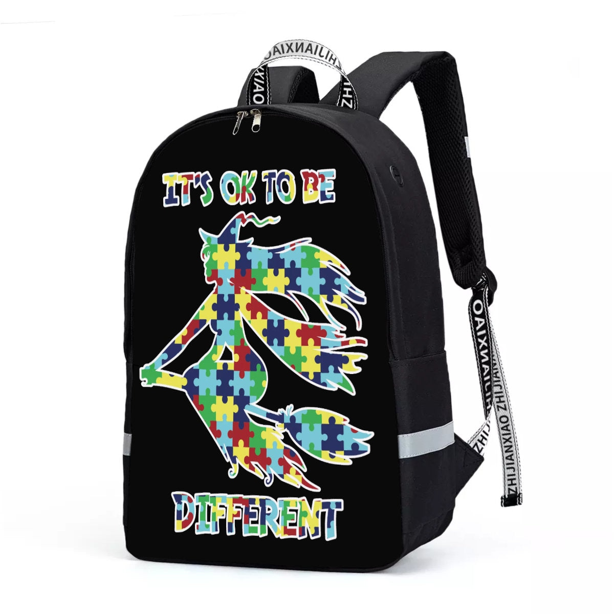 Puzzle Pieces Autism Awareness Backpack With Reflective Bar - Chloe Lambertin