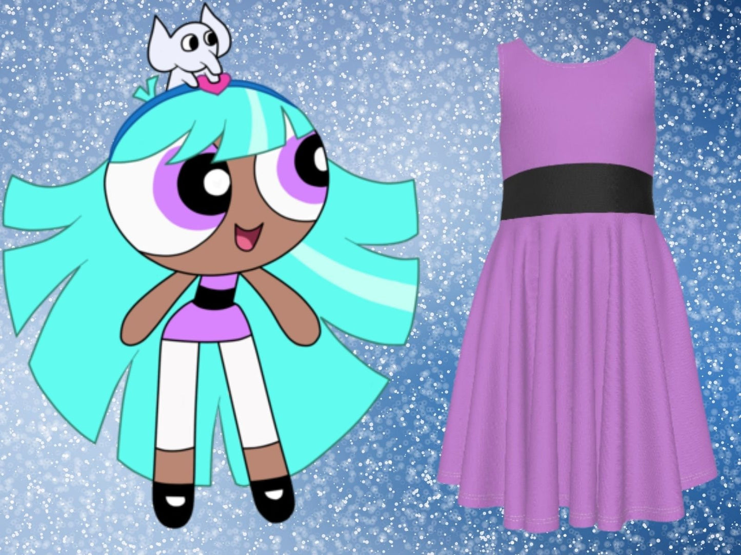 Powerpuff Girls Cosplay Skater Dress for Kids, Halloween Costume, Ppg Superhero, Birthday Gift, Hero Girl Fan Art 90's Cartoon Blossom - Chloe Lambertin