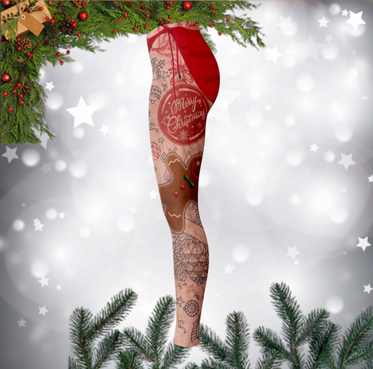 Sexy Santa Tattoo Panty Leggings, Christmas Fun