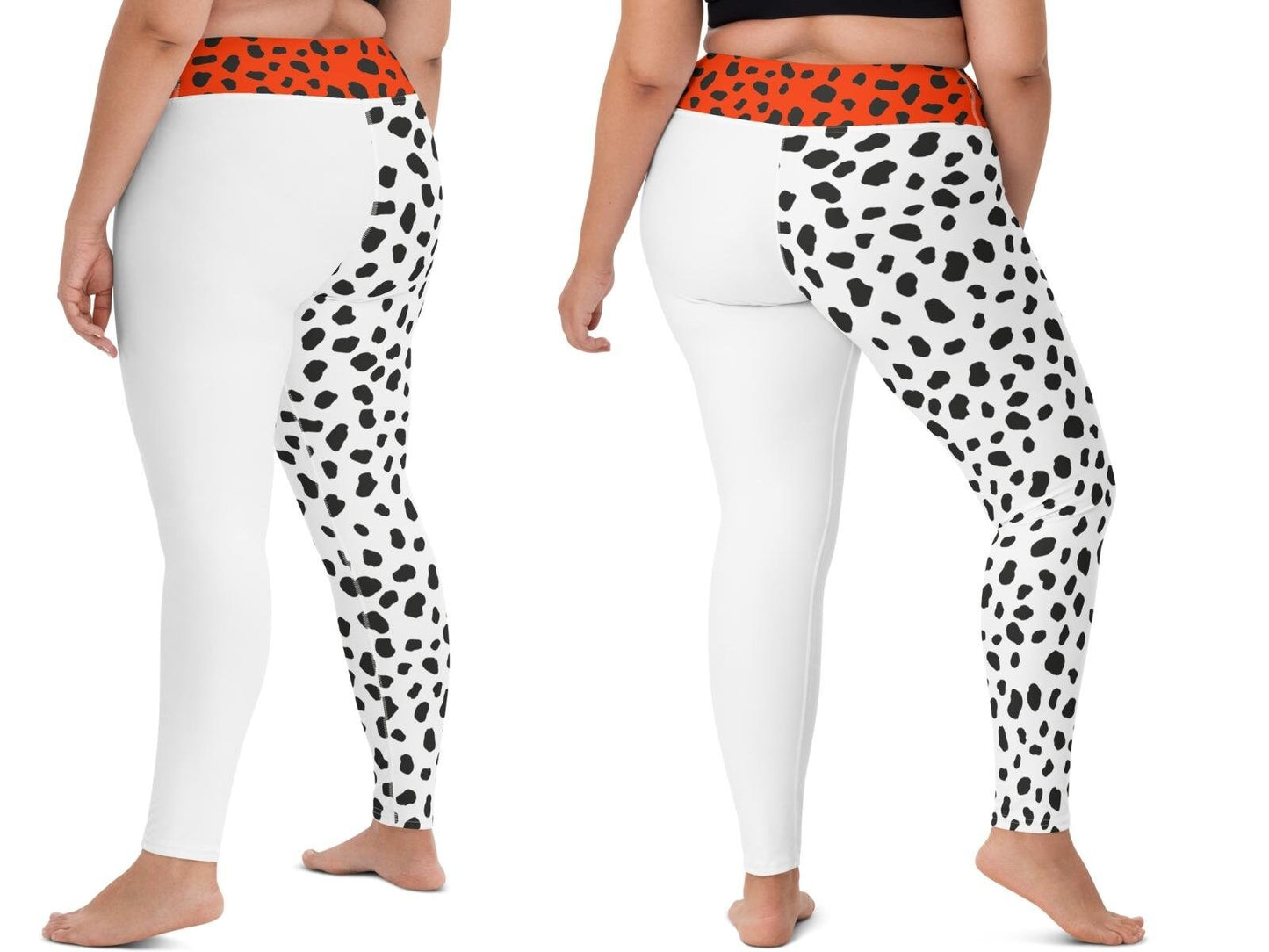 Cruel lady Inspired White and Spotted Yoga Leggings & Capris, Plus Size Yoga Leggings, Cosplay, Adult Halloween Costume, Gift for Her