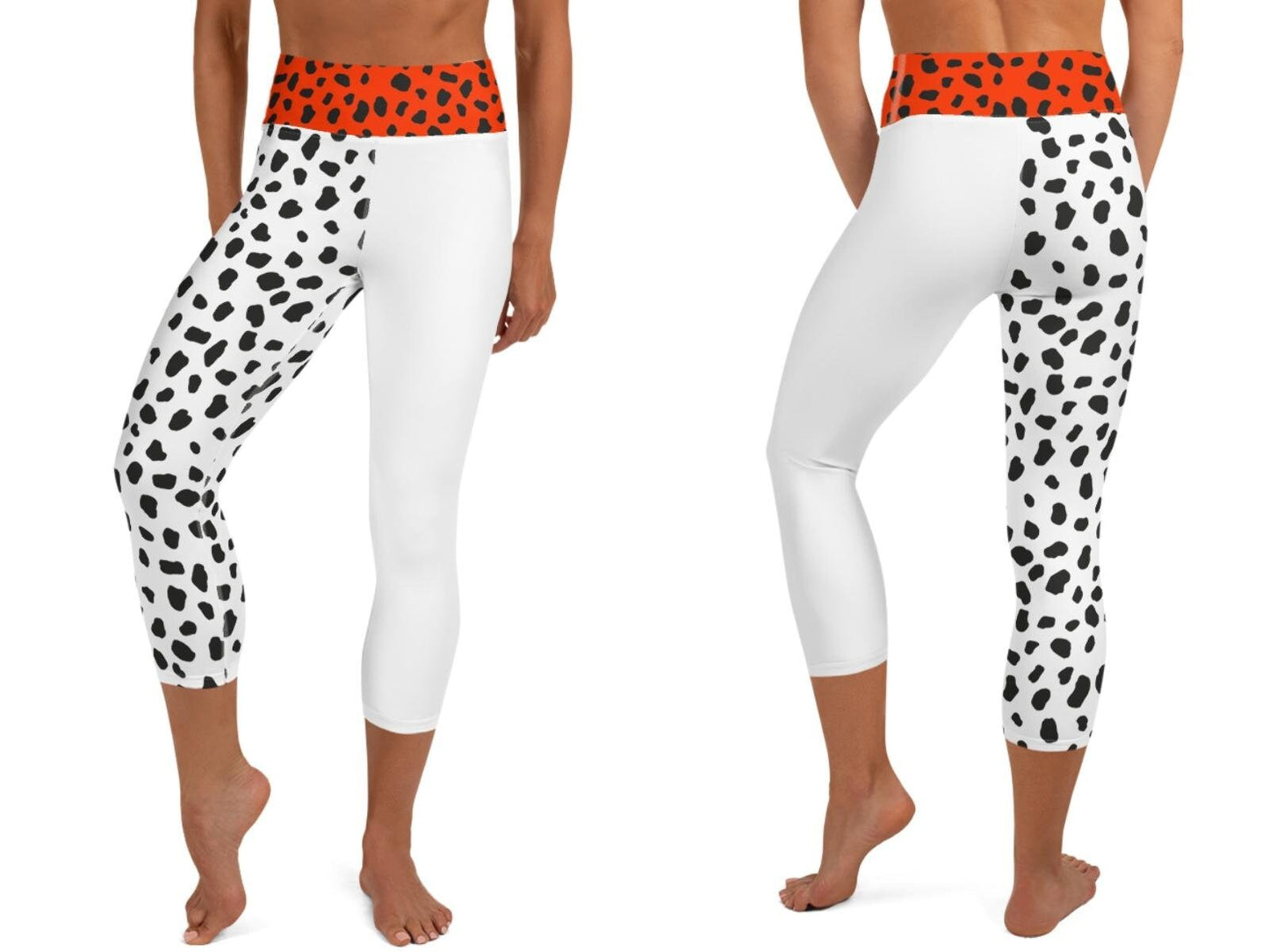 Cruel lady Inspired White and Spotted Yoga Leggings & Capris, Plus Size Yoga Leggings, Cosplay, Adult Halloween Costume, Gift for Her
