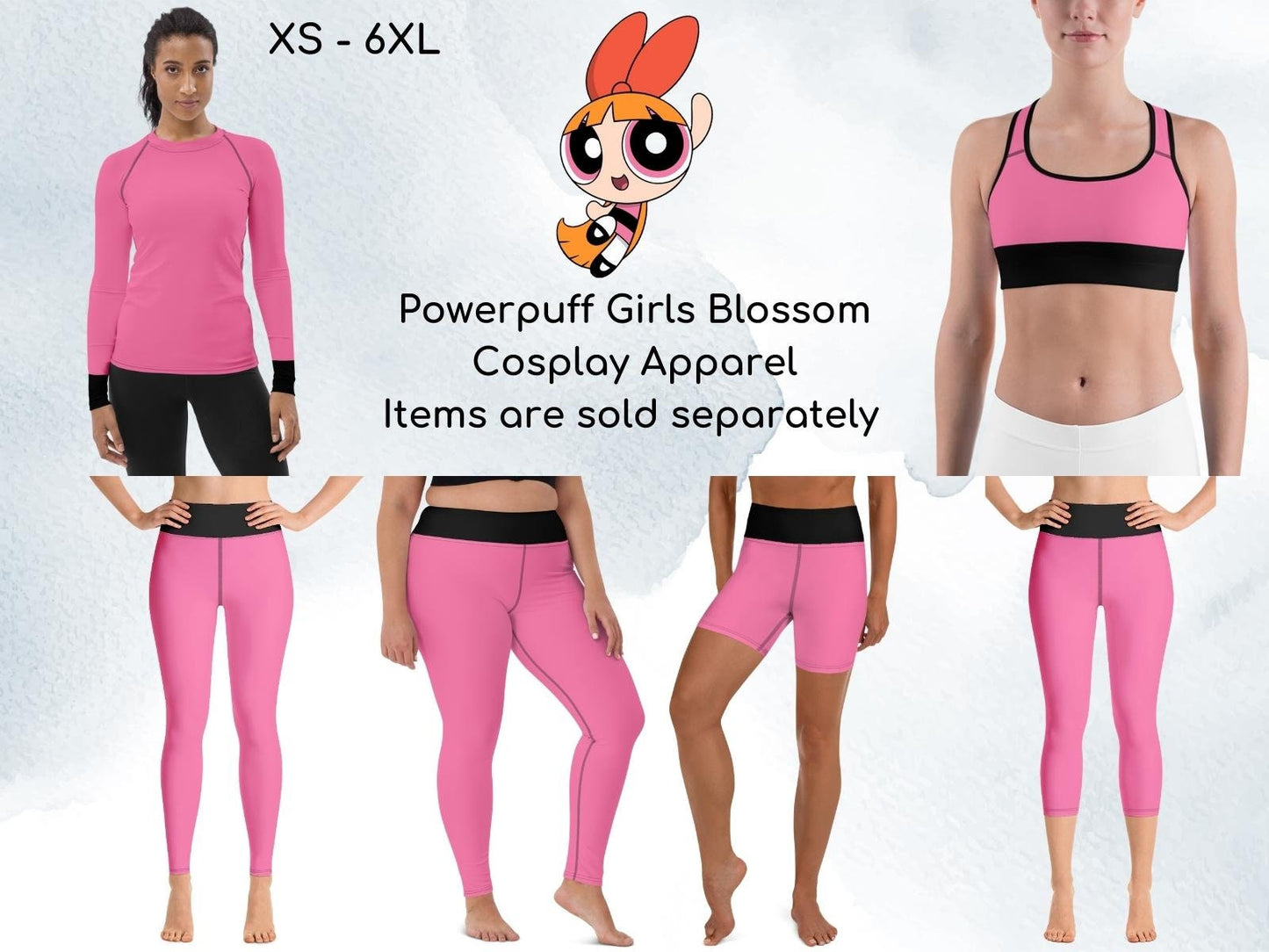 Anime Girls Blossom Inspired Top and Leggings, Adult Halloween Costume, 90s Cartoon, Super Heroine, Cosplay Costume, Gift for her