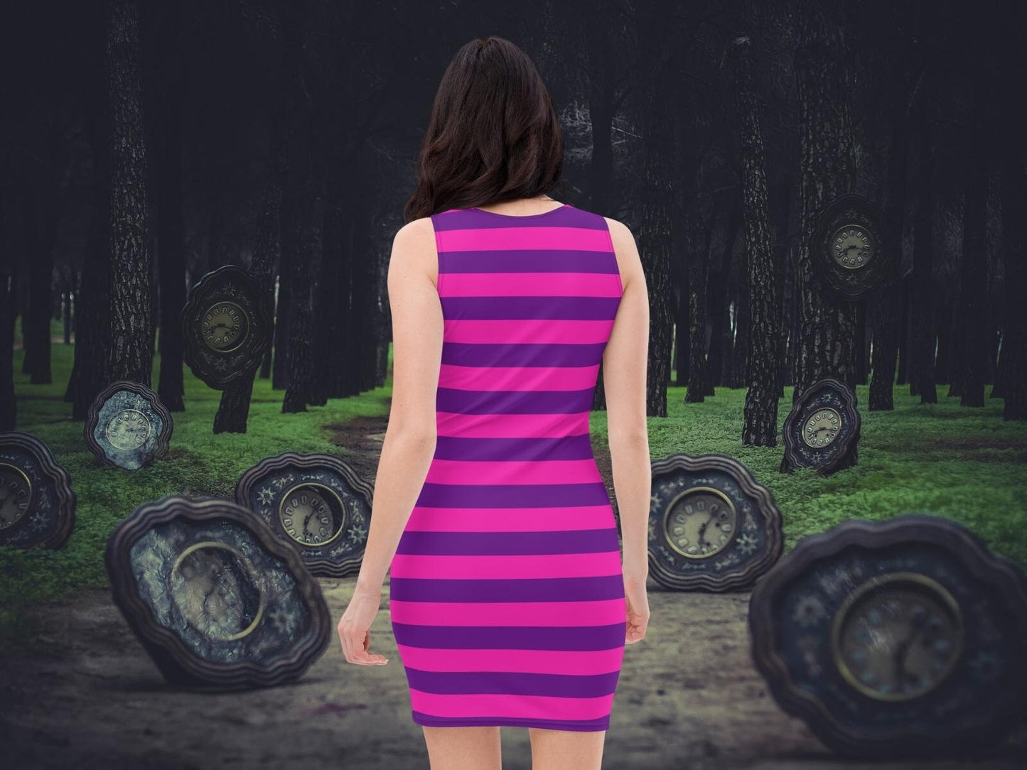 Cheshire Cat Inspired Bodycon Dress, Alice in Wonderland,  Adult Halloween Costume, Gift for Her, Sexy Dress, Cosplay Dress