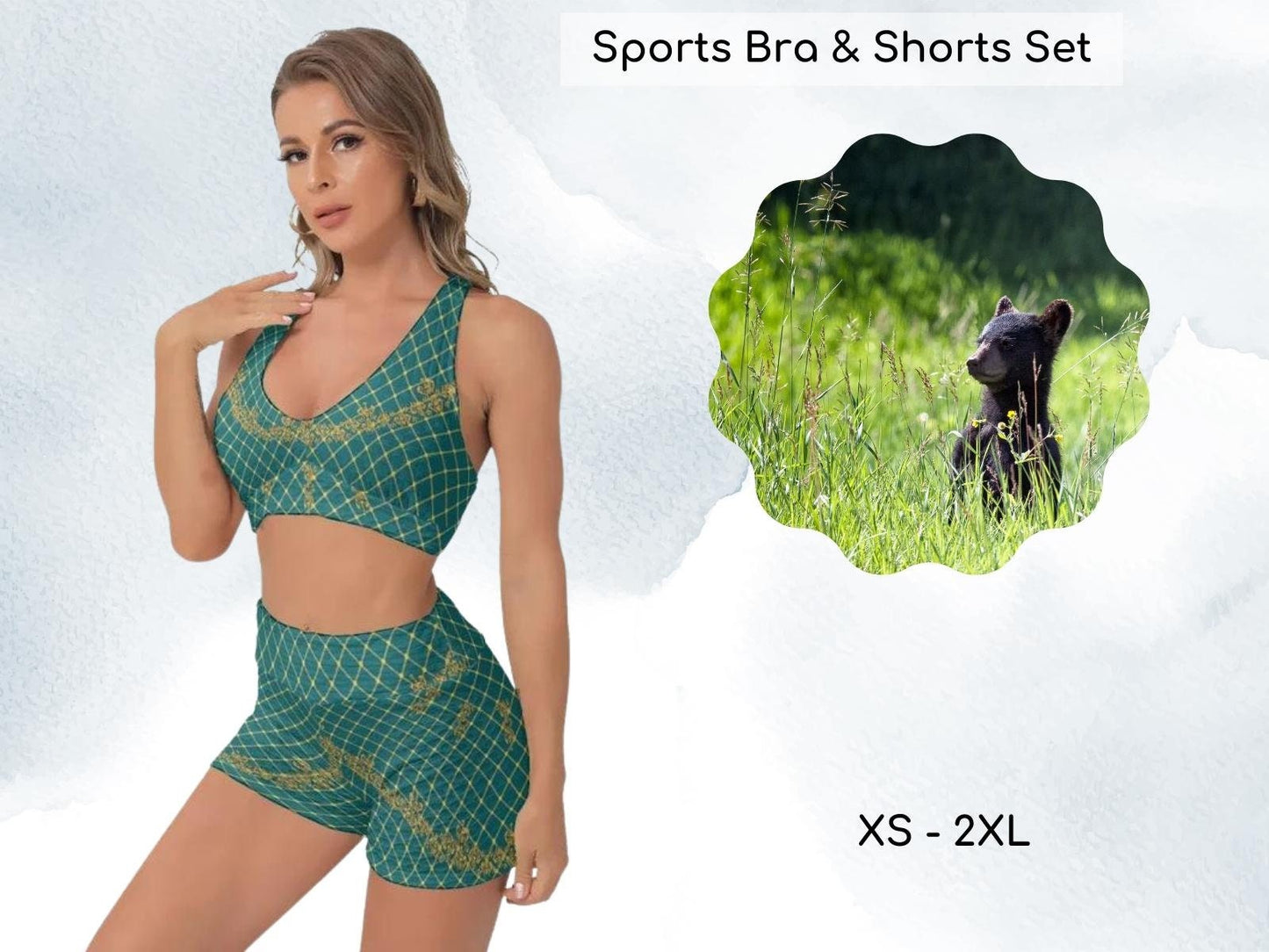 Merida Brave Inspired Sports Bra & Sports Shorts Set, Honeycomb Fabric, Yoga Set, Cosplay Apparel, Halloween Costume,