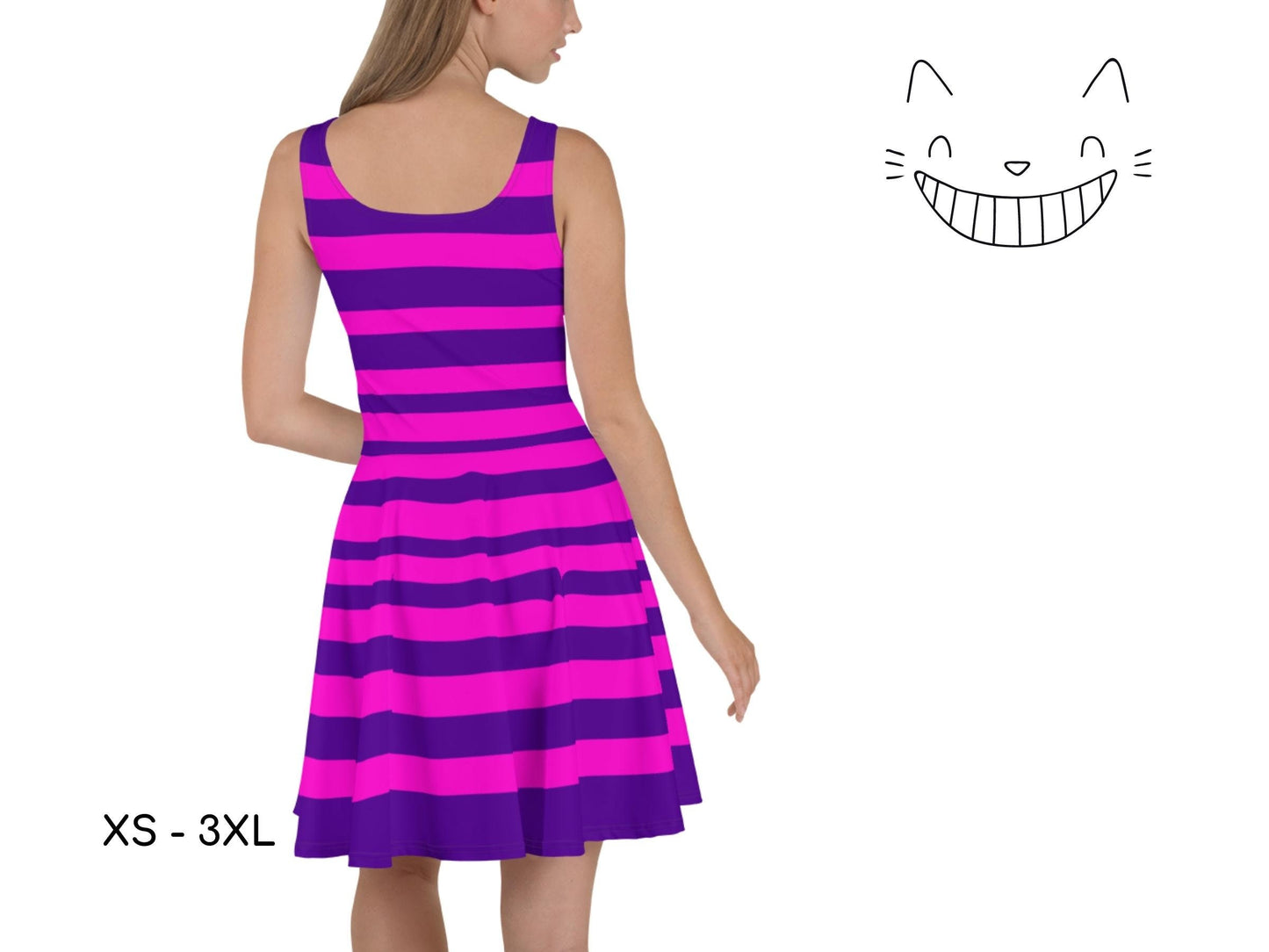 Cheshire Cat Inspired Skater Dress, Dapper Day, Alice In Wonderland, Tea Party, Adult Halloween Costume, Cosplay Dress, Gift for Her