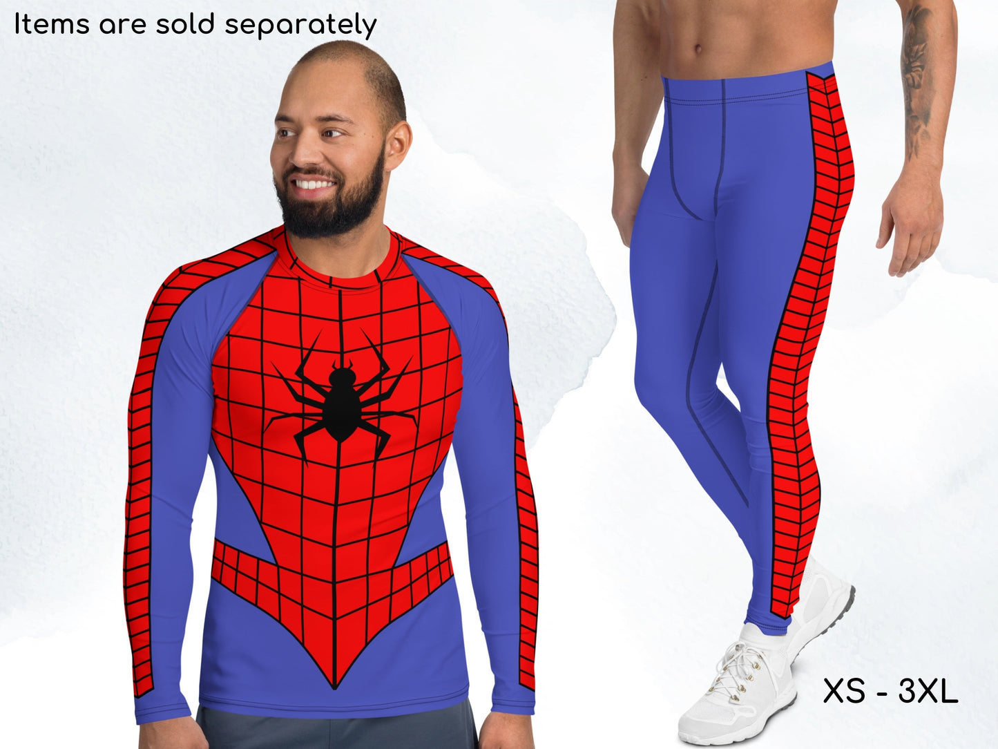 Spider Hero Inspired Men's Rash Guard and Leggings, Cosplay, Halloween Costume, Comics, Super Guardian, Human Spider, Cosplay Outfit