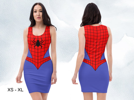 Spider Hero Inspired Bodycon Dress, Halloween Costume, Gift for Her, Cosplay Girl, Cosplay Dress, Super Guardian, Comics, Human Spider