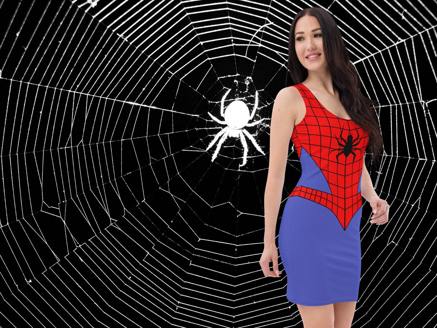Spider Hero Inspired Bodycon Dress, Halloween Costume, Gift for Her, Cosplay Girl, Cosplay Dress, Super Guardian, Comics, Human Spider