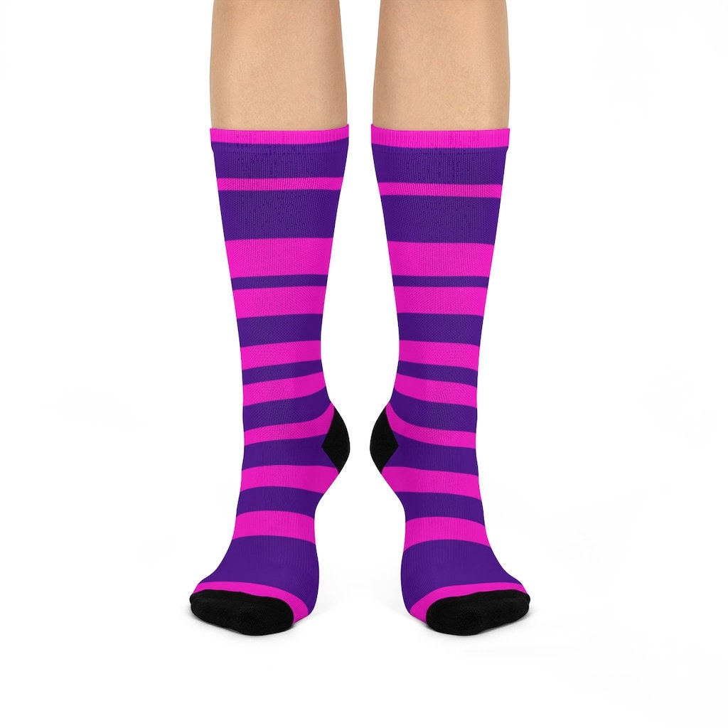 Cheshire Cat Alice in Wonderland Crew Socks, Unisex Socks, Halloween, Gift for her, Adult Halloween Costume, Cosplay Costume