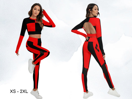 Queen of Diamonds Women's Sport Set With Backless Top And Leggings, Sexy Cosplay, Adult Halloween Costume, Cosplay Outfit, Gift for Her