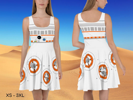 BB-8 Inspired Skater Dress, Star, Adult Halloween Costume, Cosplay Dress, Halloween Dress, Gift for Her, Sexy Dress