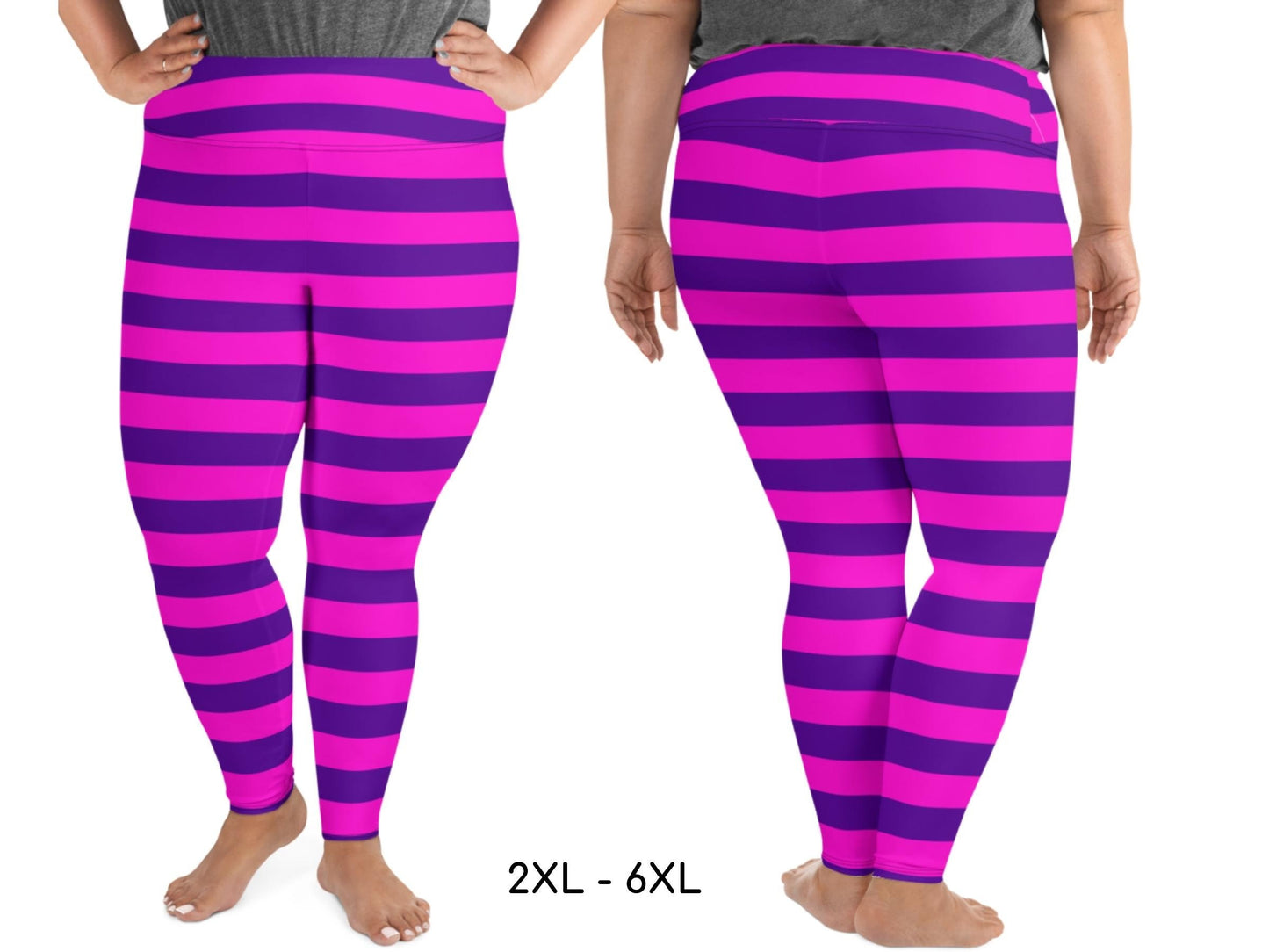 Cheshire Cat Inspired Plus Size Yoga Leggings, Alice in Wonderland, Mad HatterTea Party, Adult Halloween Costume, Sexy BBW, Gift for Her